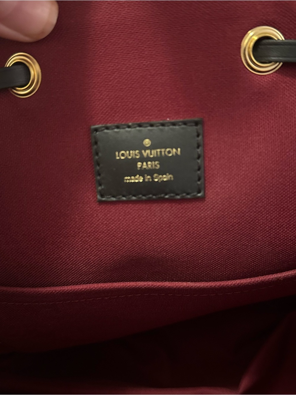 Louis Vuitton Brown Monogram Canvas Drawstring Backpack with Black Flap - Picture 5 of 6
